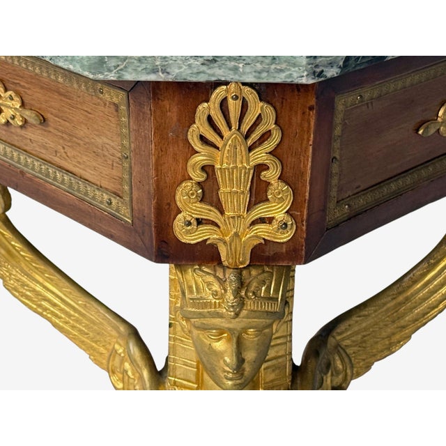 Brown French Empire Revival, Center Table, Bronze, Mahogany, Marble, France, 19th C. For Sale - Image 8 of 15
