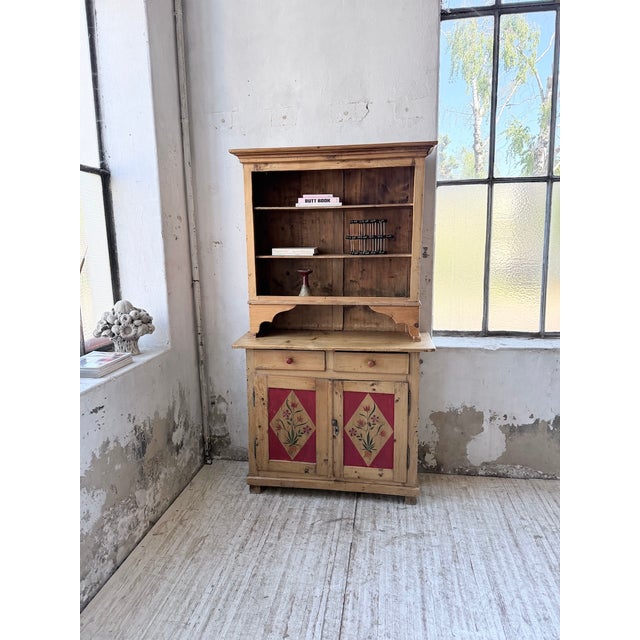 Antique Folk Art Polychrome Grocery Store Cabinet from Savoy, 1940s For Sale - Image 3 of 18