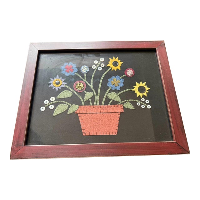 Hand Sewn Floral Bouquet Skillfully Crafted With Felt & Buttons For Sale