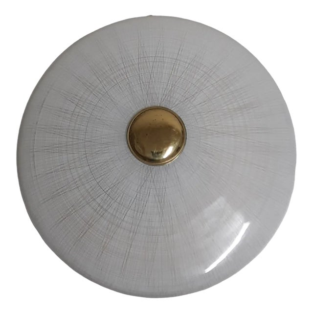 Vintage German 2-Flame Flat Ceiling Lamp in Brass-Colored Metal, 1970s For Sale