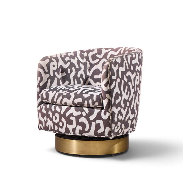 Milo Baughman for Thayer Coggin Mid Century Roxy Brass Swivel Club Lounge Chairs - Pair For Sale In Chicago - Image 6 of 13