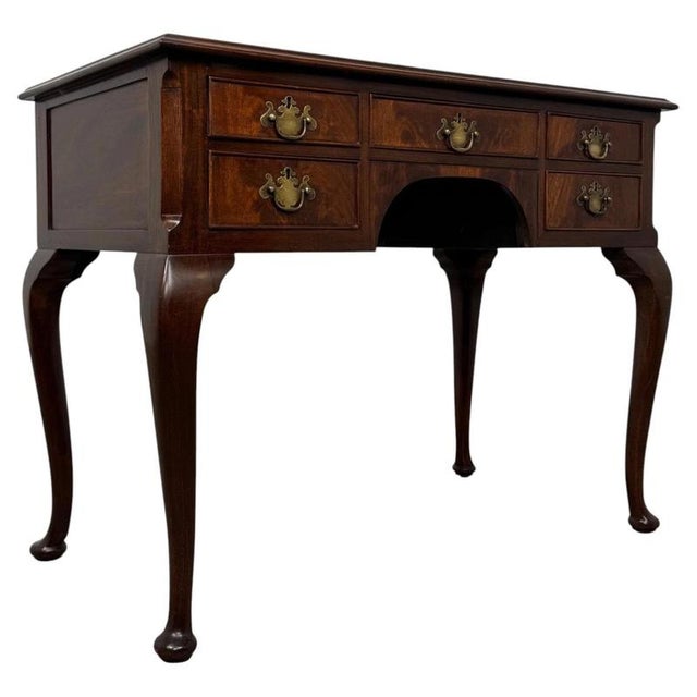 Early 20th Century Antique English Edwardian Mahogany Writing Table For Sale - Image 4 of 12