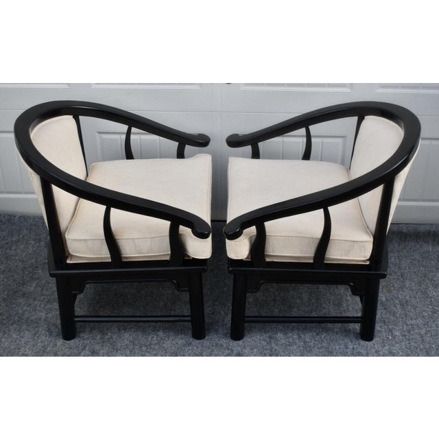 Wood American of Martinsville Armchairs Vintage Horseshoe Ming Lounge Pair MCM For Sale - Image 7 of 15