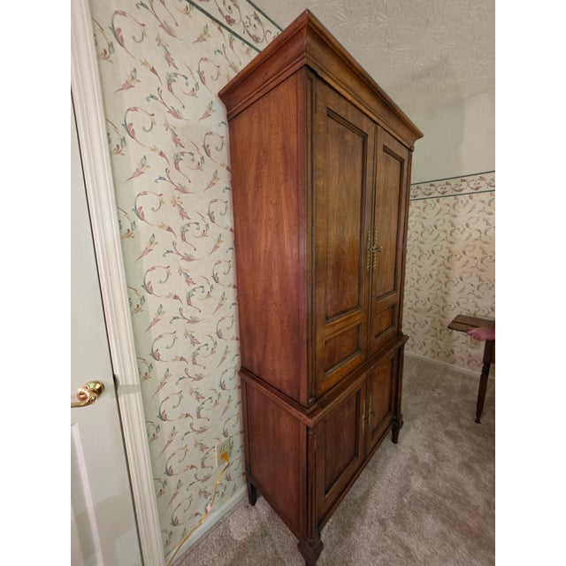 Henredon Late 20th Century Henredon Neoclassical Walnut Gentleman's Chest Armoire For Sale - Image 4 of 17