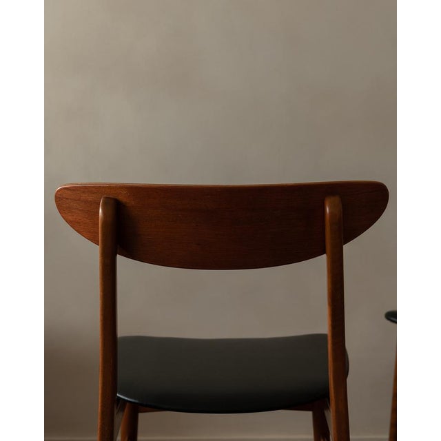 Black Vintage Danish Dining Chairs in Teak and Black Skai, 1960s, Set of 6 For Sale - Image 8 of 18
