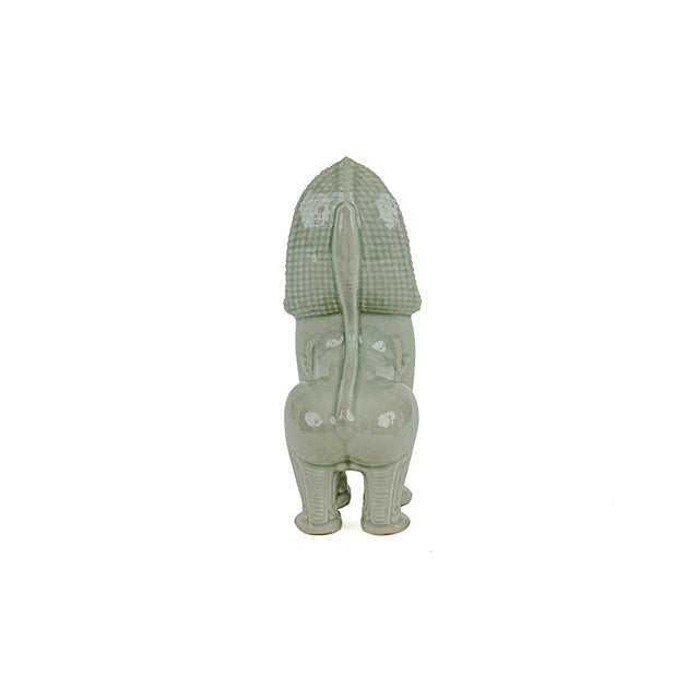 Celadon Vintage Thai Singha Lion Foo Dog Statues in Celadon For Sale - Image 8 of 12