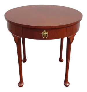 Vintage Queen Anne Style Round Mahogany Side Table by Baker Furniture Co.
