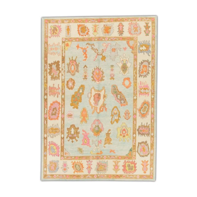 Modern Turkish Oushak Rug 6'1" x 8'4" For Sale In Houston - Image 6 of 6