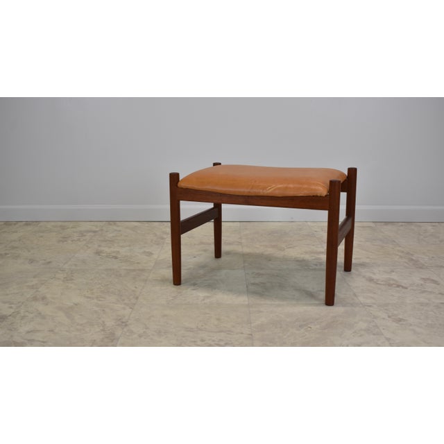 Mid Century Danish Leather Footstool Attributed to Spottrup Mobelfabrik For Sale - Image 13 of 18