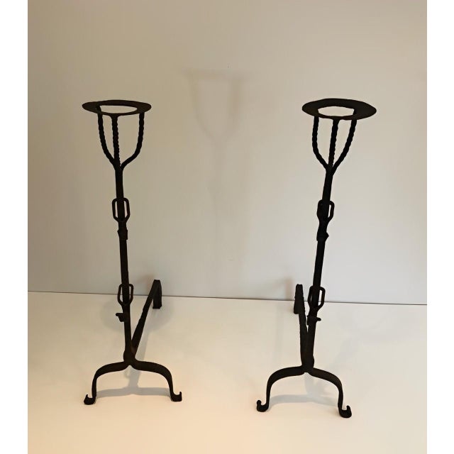 1650s Wrought Iron Landiers - a Pair For Sale - Image 9 of 9