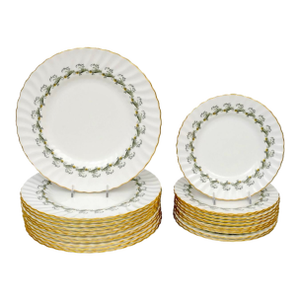 1950s English Minton Ermine Porcelain Dinner and Salad Plates- 23 Pieces