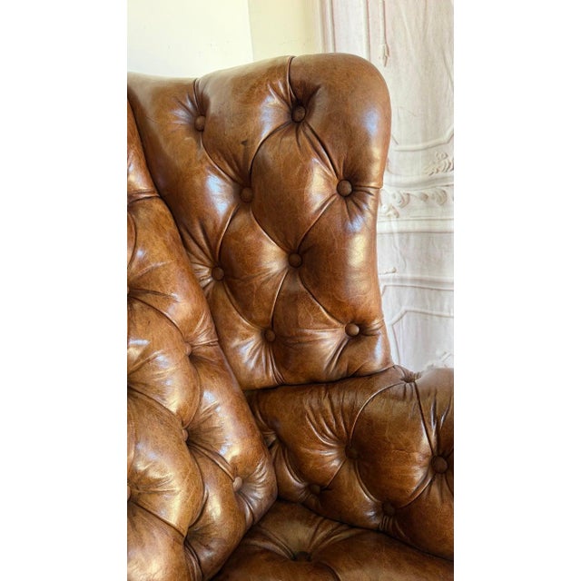 Georgian Wingback Armchairs, Leather Upholstery, Circa 1940s For Sale - Image 9 of 17