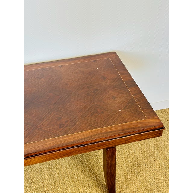 Art Deco Dining Table in Walnut and Diamond Marquetry, France, 1940s For Sale - Image 17 of 18