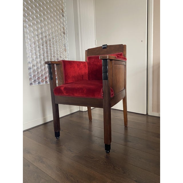 Wood Art Deco Amsterdamse School Oak Desk or Side Chair, 1920s For Sale - Image 7 of 11