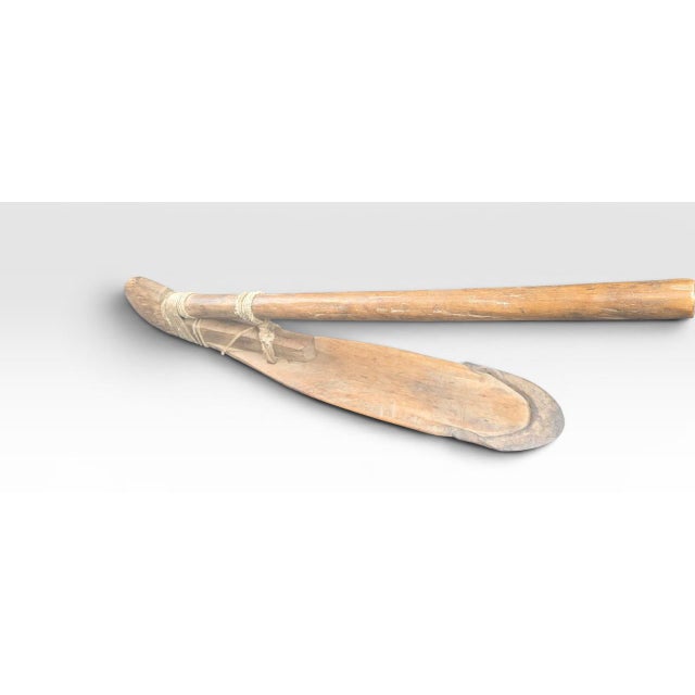 Mid 19th Century Antique Primitive Hand Hewn Garden Adze With Hand Wrought Iron Edge For Sale - Image 5 of 8