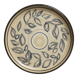 Robin & Bet Mangum Signed 1980 North Carolina Studio Pottery 21” Botanical Platter For Sale