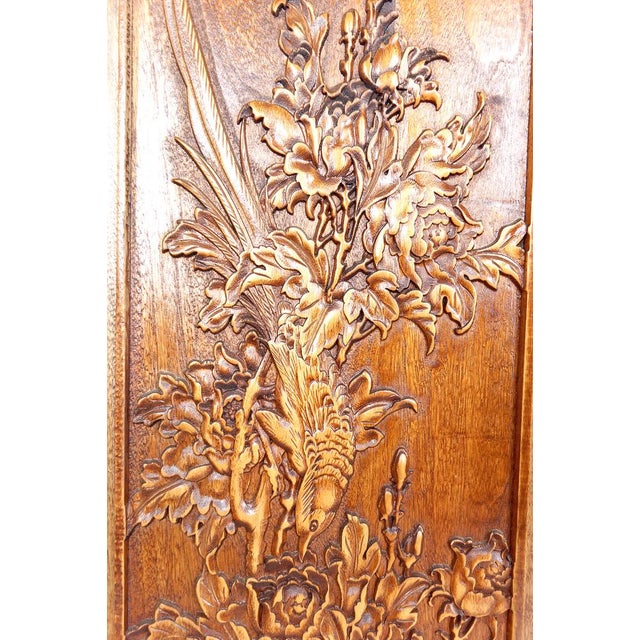 Carved Wooden Panels with Floral and Animal Decorations, Indochina / Vietnam, Early 20th Century, Set of 3 For Sale - Image 16 of 17
