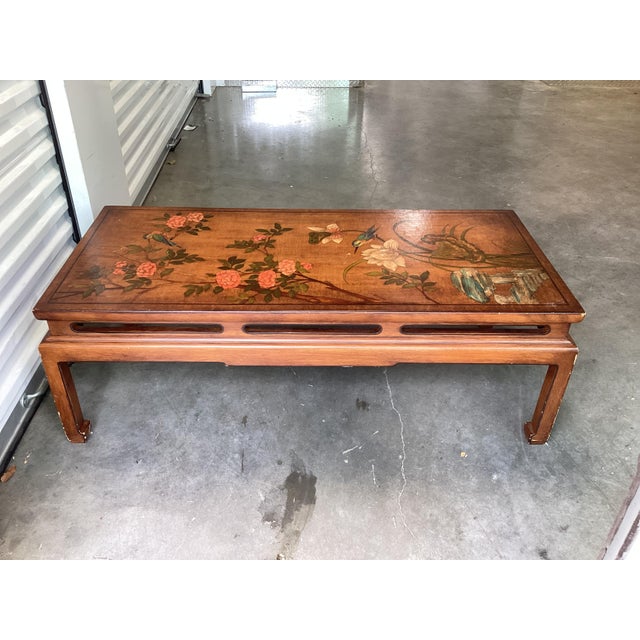 1940s Elegant Asian Painted Coffee Table For Sale - Image 5 of 12