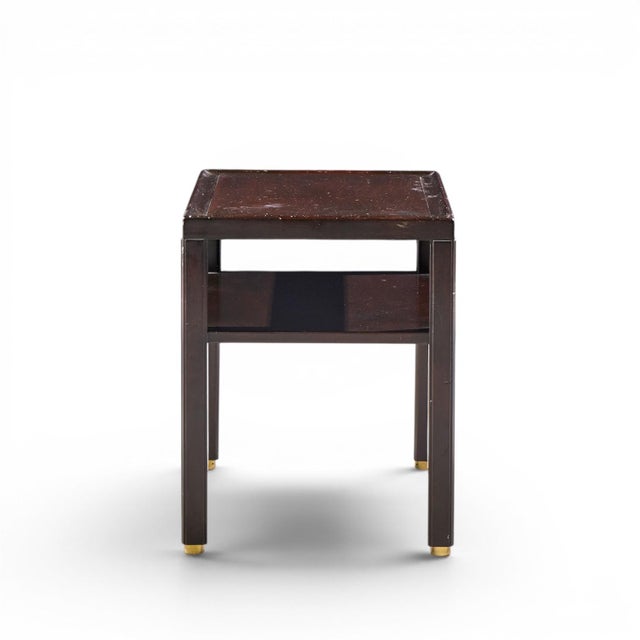 Dunbar Furniture Edward Wormley for Dunbar Mid Century Mahogany and Brass Side End Tables - Pair For Sale - Image 4 of 12