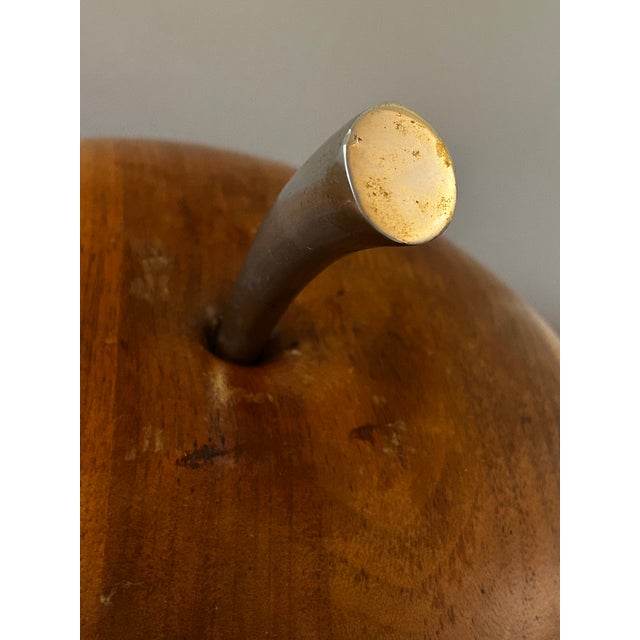 Wood 1960s Mid-Century Modern Solid Walnut Apple Ice Bucket With Silverplate Claw Tongs For Sale - Image 7 of 13