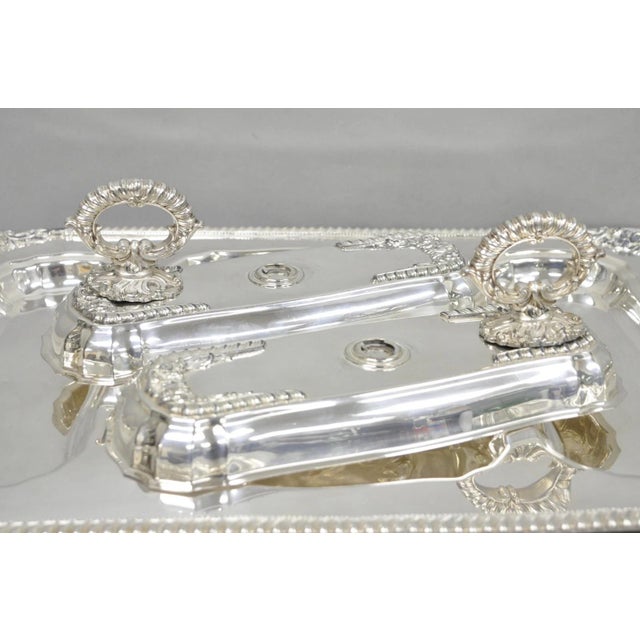 Vintage Victorian Silver Plated Meat Serving Platter Tray W/ Covered Dishes For Sale - Image 18 of 18