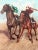 Signed De-Voe, Two jockeys , unframed oil on canvas, Old canvas, aged excellent. striking players in red, green, white...