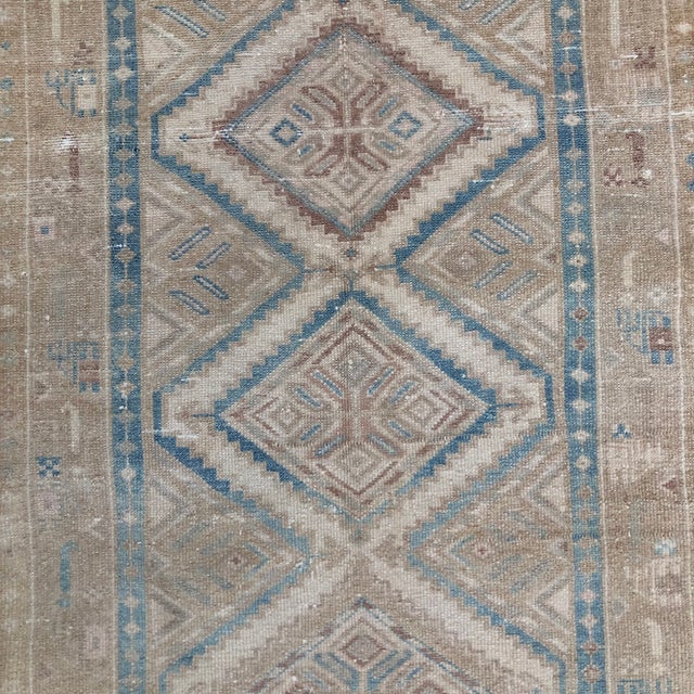 Antique Blue Runner Rug With Geometric Design | 3x10 For Sale - Image 4 of 8