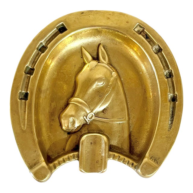Vintage French Gilt Bronze Horse and Horseshoe Ashtray Dish Chairish