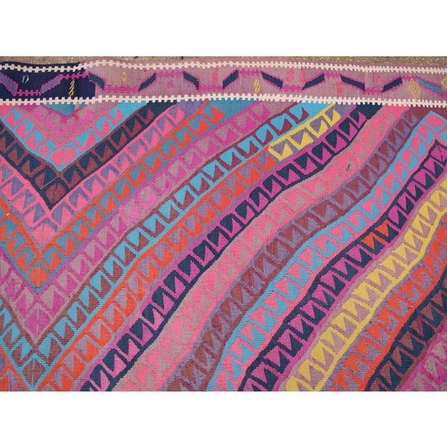 Galerie Shabab Collection Colorful Mid-20th Century Turkish Flat-Weave Kilim Square Room Size Rug For Sale - Image 9 of 10