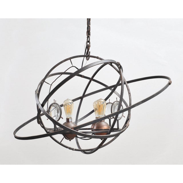 2000 - 2009 Orbital Atomic Age Iron and Copper Chandelier by Jefferson Mack For Sale - Image 5 of 18