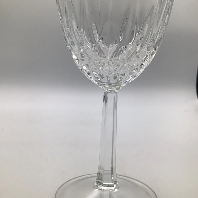 Transparent French Hexagon Stemmed Crystal Water Goblets-Set of 8 For Sale - Image 8 of 13