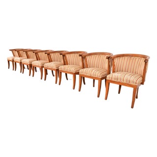 Harold Schwartz for Romweber Mid-Century Modern Sculpted Oak Dining Armchairs, Set of Eight For Sale