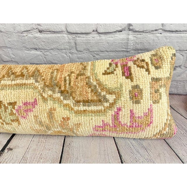 Turkish 12 x 46 Lumbar Rug Pillow Embroidered Luxury Turkish Pillow Cushion Cover For Sale - Image 3 of 7