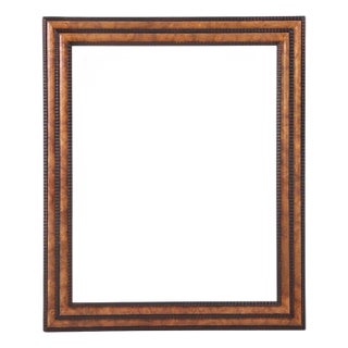 French Figured Elm Mirror With Dutch Ripple Carved Frame, C. 1920 For Sale