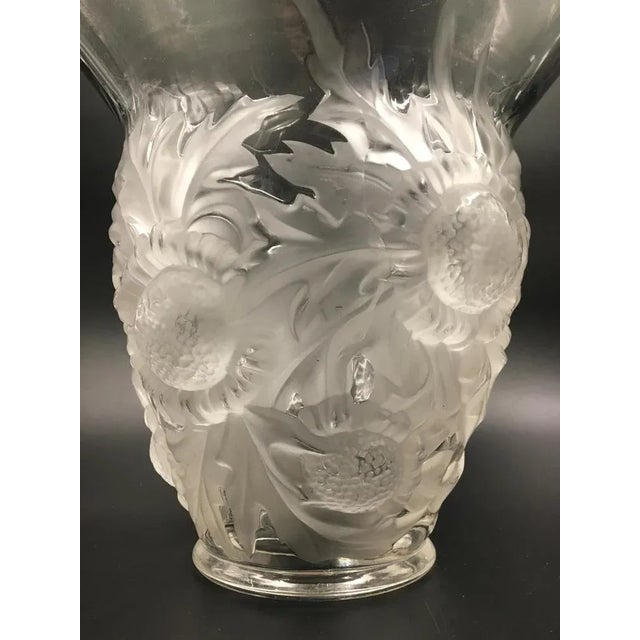 Art Deco Frosted Glass Vase with Thistle Motif from Verlys, France, 1930s For Sale - Image 4 of 6