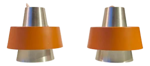 Space Age Pendant Lights in Orange Aluminium by Nordisk Solar Company, 1960s, Set of 2