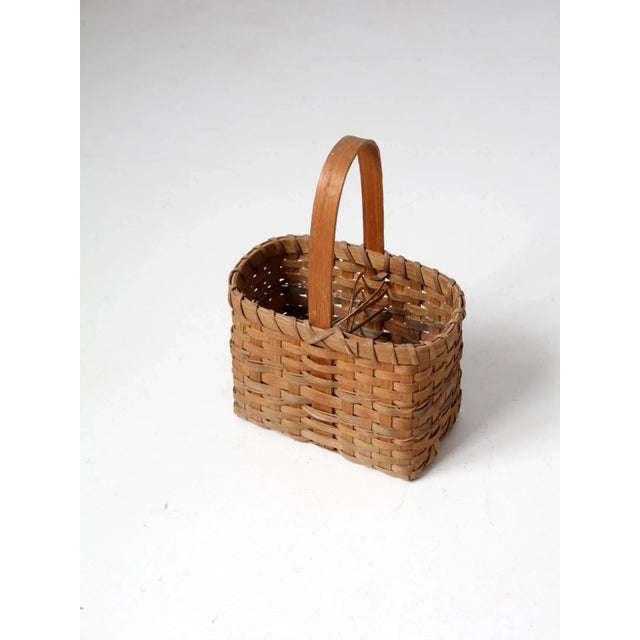 Brown Vintage Splint Weave Basket For Sale - Image 8 of 13