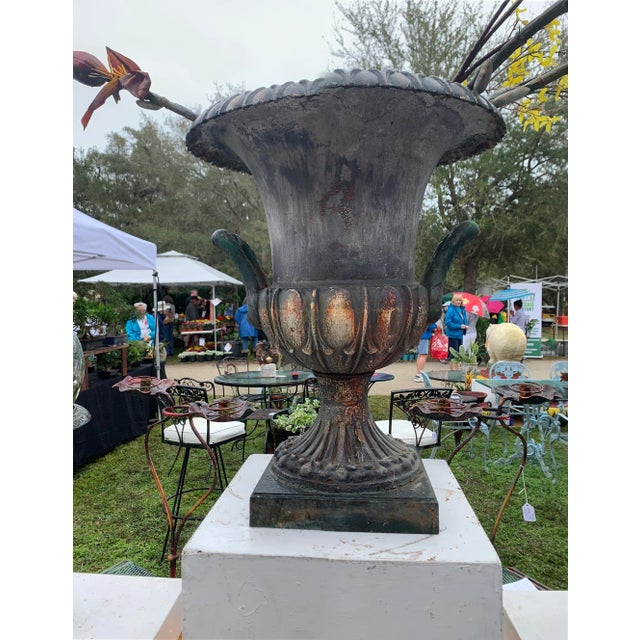 Late 19th Century Cast Iron Garden Urn, Signed Boston For Sale - Image 5 of 6