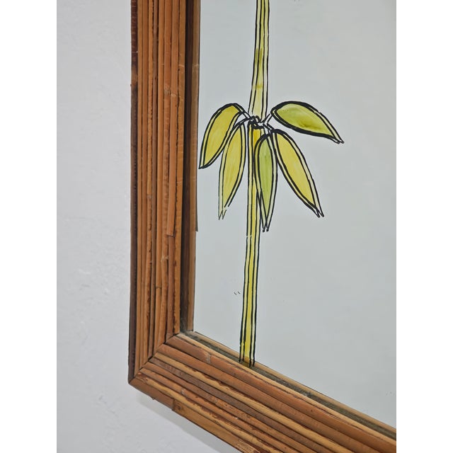 Brown Italian Arched Mirror in Rattan Wicker, 1960s-1970s For Sale - Image 8 of 12