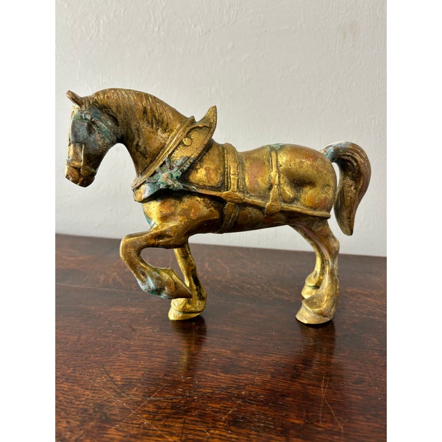 Early 20th Century Vintage English Brass Horse For Sale - Image 5 of 6
