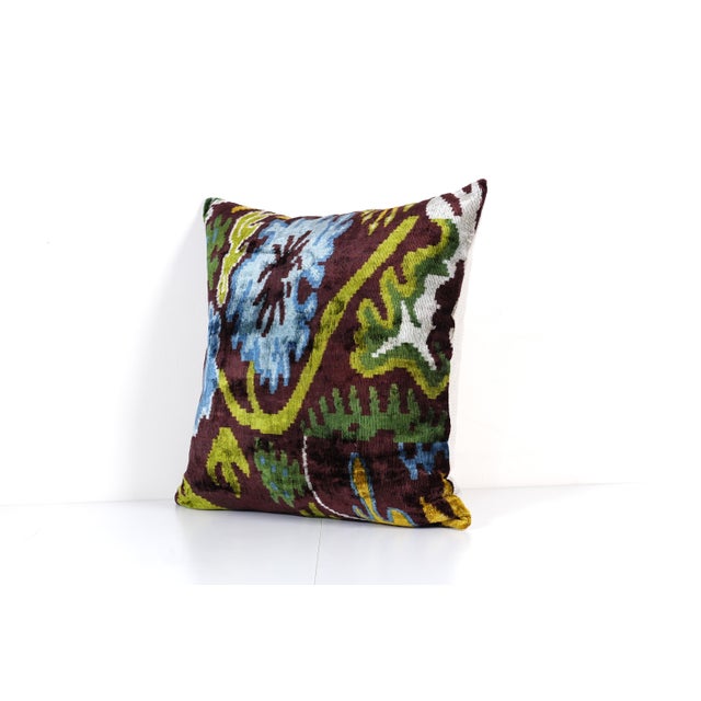 Decorative Throw Velvet Ikat Pillow -Luxurious cushion cover of handloomed ikat fabric -Insert is NOT included -Color:...