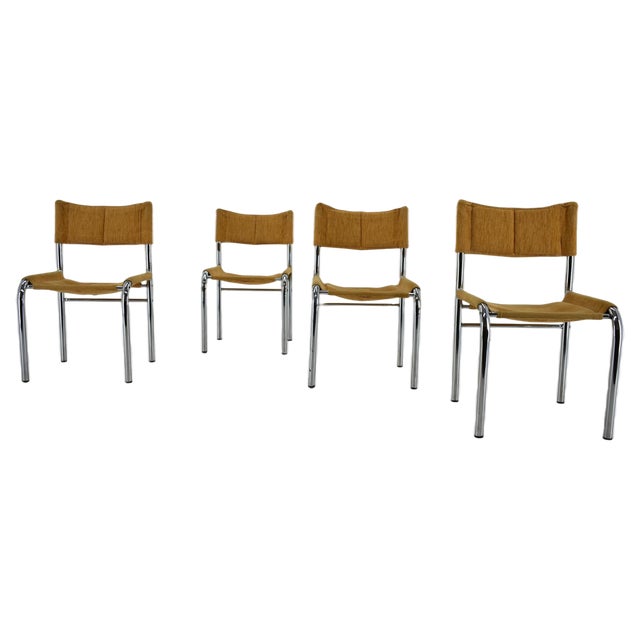 Chrome Dining Chairs attributed to Viliam Chlebo, Czechoslovakia, 1980s, Set of 4 For Sale