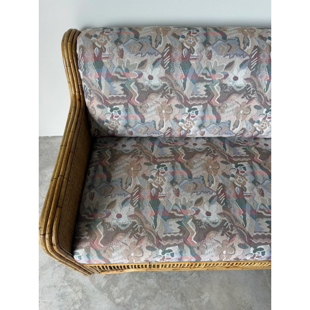 Brown Vintage Coastal Rattan Loveseat For Sale - Image 8 of 10