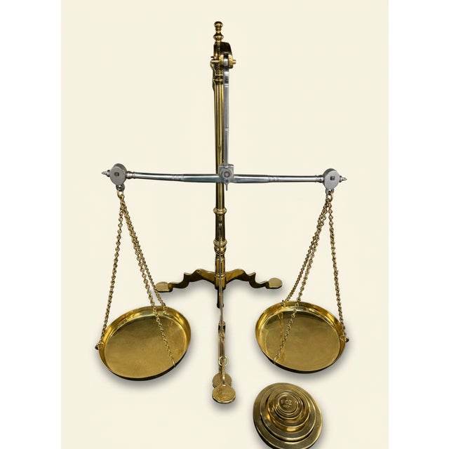 Antique English Doyle & Son Brass Merchant Balance Scale With Avery Weights For Sale - Image 14 of 16