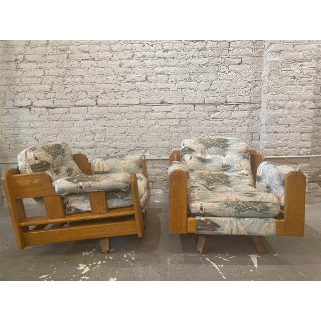 1980s Vintage Wood Rustic Swivel Chairs - a Pair For Sale - Image 9 of 12