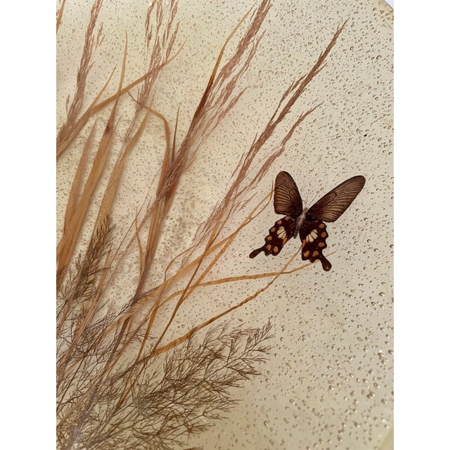Champagne Vintage Oversized Resin Butterfly Wheat Serving or Fruit Bowl For Sale - Image 8 of 11
