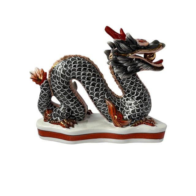 Vintage Gump's Chinese Porcelain Dragon Figurine With Gold Accents For Sale In Houston - Image 6 of 9
