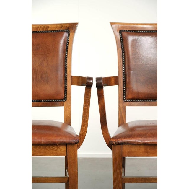 Sheepskin Dining Chairs in Warm Cognac Color, Set of 2 For Sale - Image 9 of 15