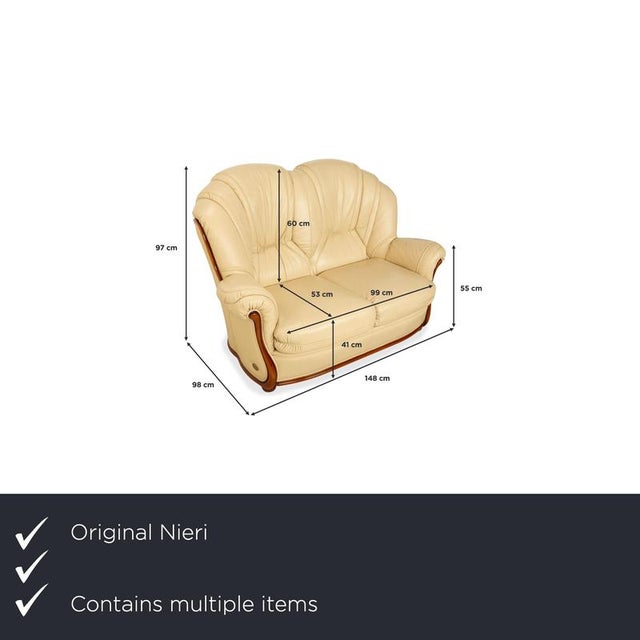 Modern Three-Seater Sofa and Chair in Leather from Nieri, Set of 2 For Sale - Image 3 of 18