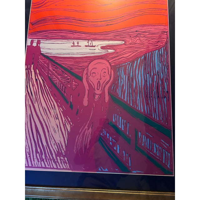 Andy Warhol 1980s Andy Warhol After Munch in Pink Numbered Lithograph Custom Framed and Matted For Sale - Image 4 of 6